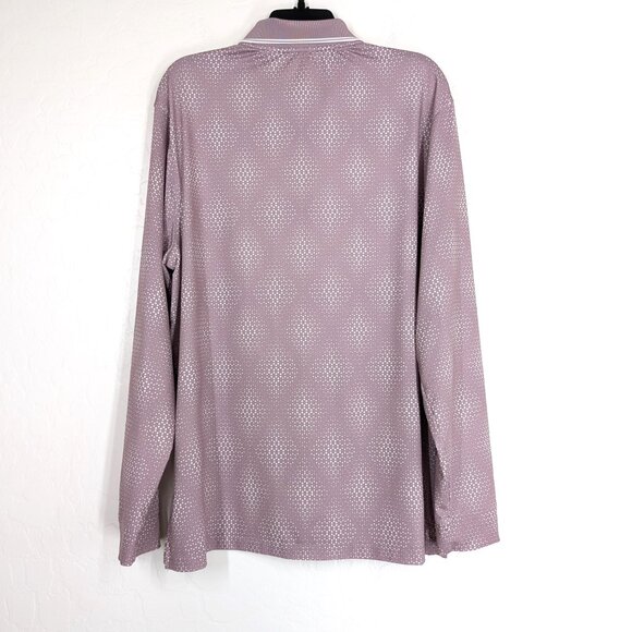 COOLIBAR Pullover Mens L Erodym Mauve Pink Print UPF 50+ Active Long Sleeve Polo - Picture 3 of 14